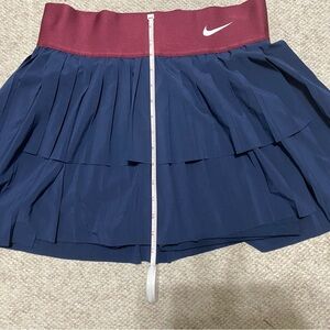 Nike Women's Burgundy and Navy Pleated Mini Skirt